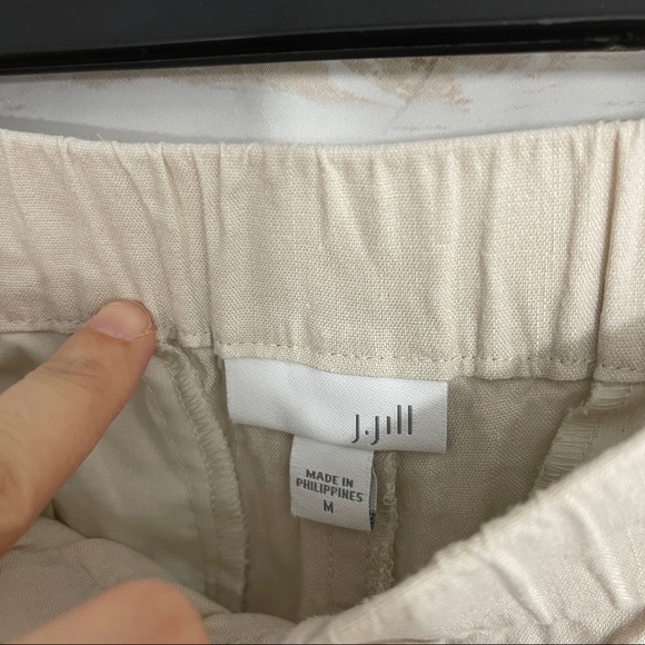 J Jill Beige Tan Linen Blend Pull On Pants - Picture 2 of 5